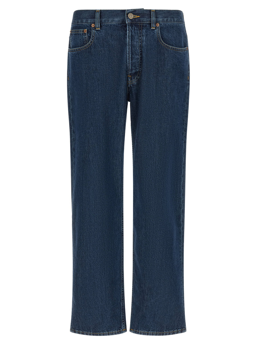 Valentino Garavani Gold-Trimmed Jeans — Blue