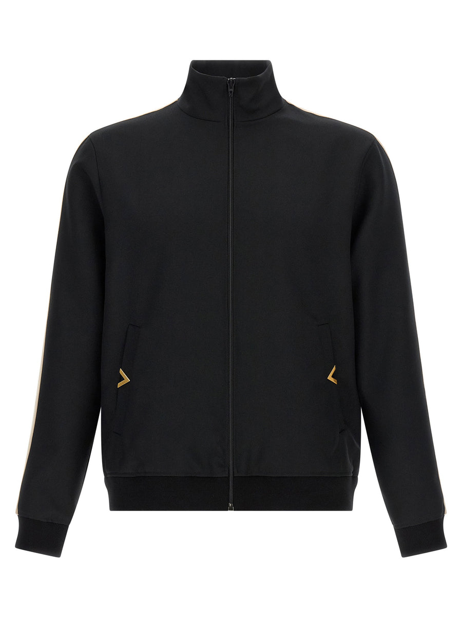 Valentino Garavani Turtleneck with VGold Logo Sweatshirt — Black