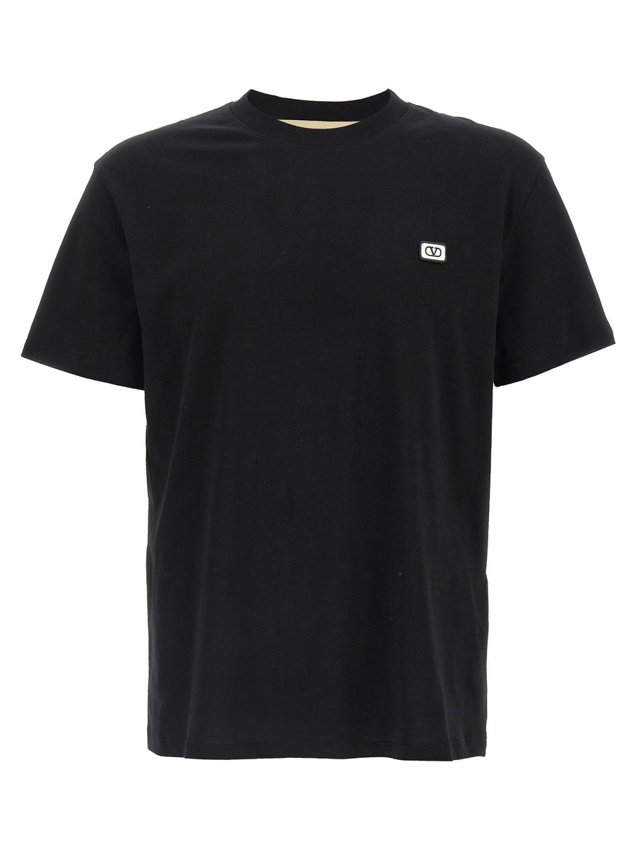 Valentino Garavani Logo-Patch Cotton T-shirt — Black