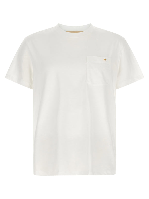 Valentino Garavani Cotton Crew Neck with Chest Pocket T-shirt — White
