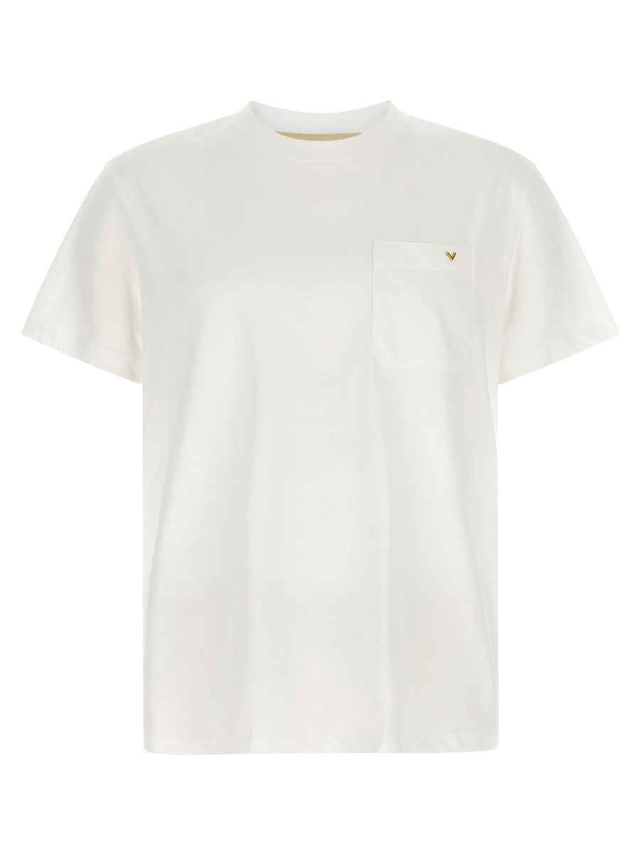Valentino Garavani Cotton Jersey with Chest Pocket T-Shirt — White