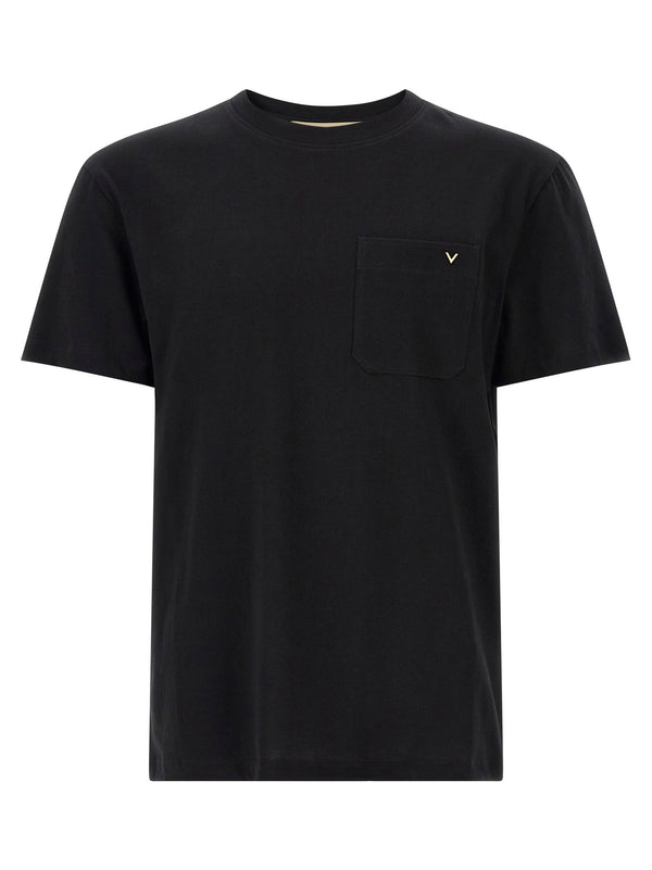 Valentino Garavani Logo-Pocket Cotton T-shirt — Black