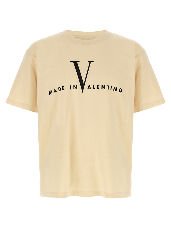 تيشيرت Valentino Garavani شعار بطبعة قطن — كشمري