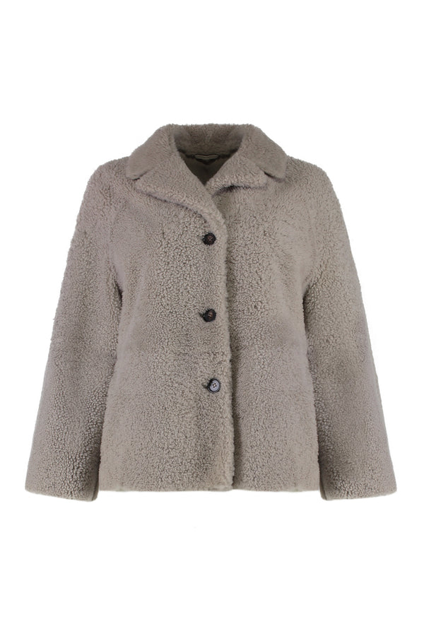 Max Mara Violante Short Sheepskin Jacket Turtledove Sheep Faux Fur & Shearling Coats