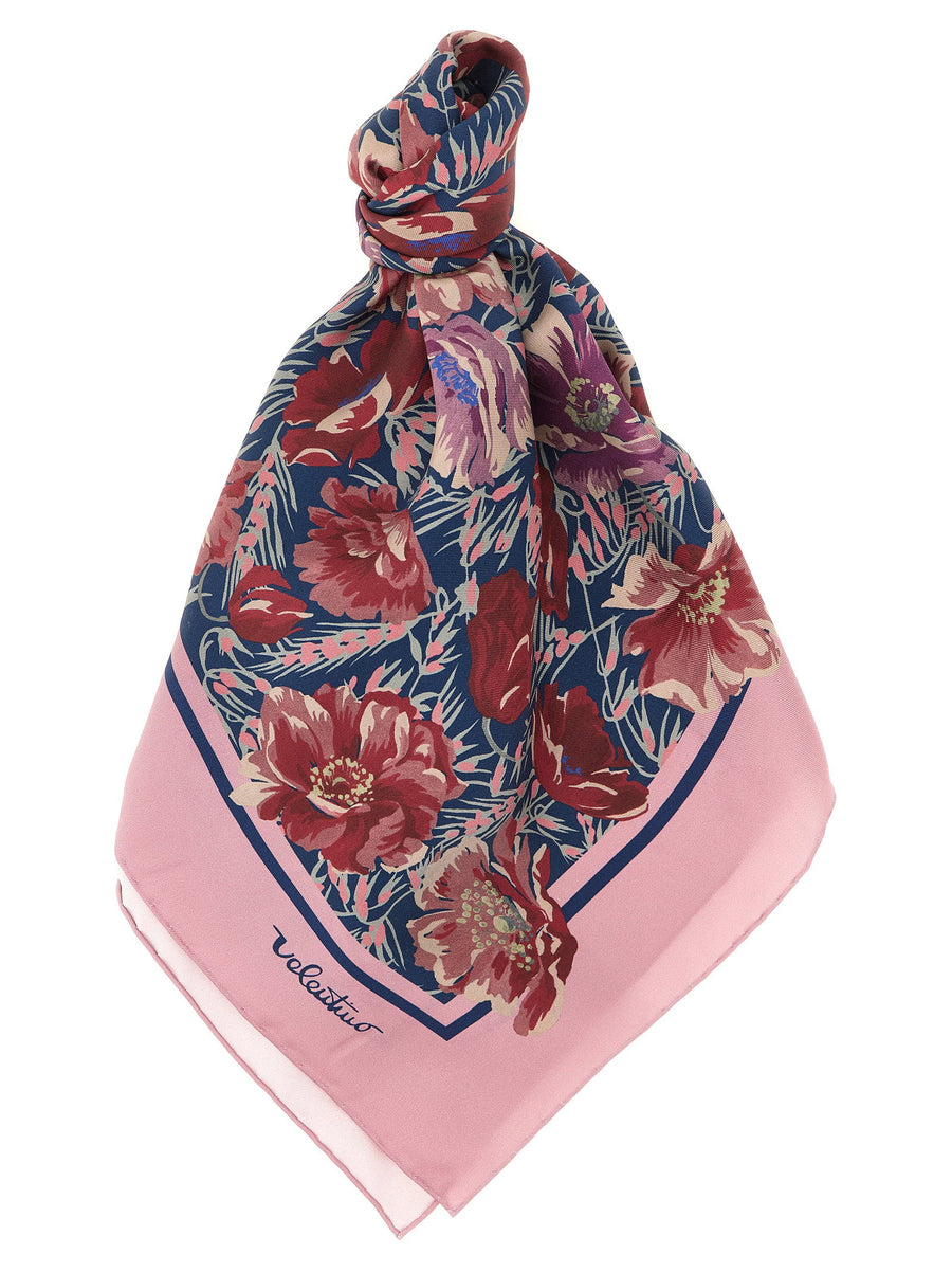 Valentino Garavani Floral-Print Silk Scarf — Pink
