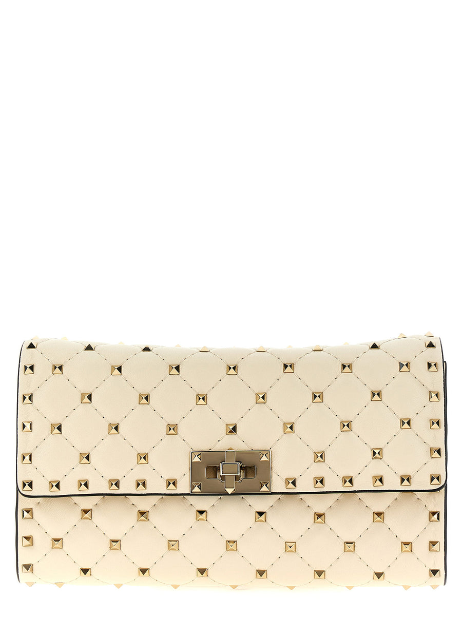 Valentino Garavani Rockstud Spike Shoulder Bag — cream