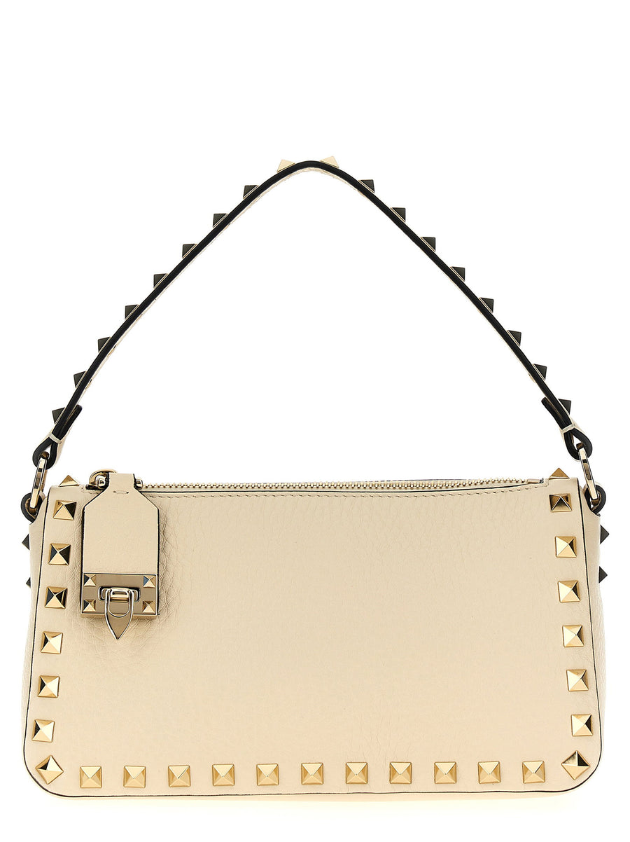 Valentino Garavani Rockstud Shoulder Bag — Beige