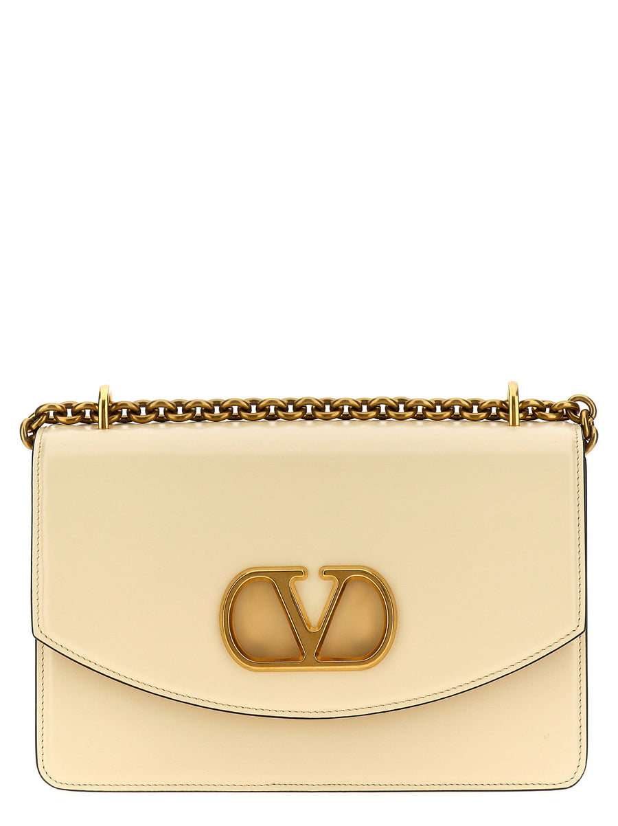 Valentino Garavani VLogo Shoulder Bag — Cream