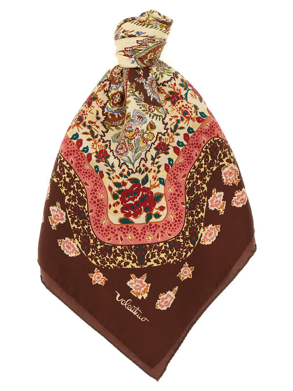 Valentino Garavani Voyage Imaginaire Floral Cashmere Shawl — Brown