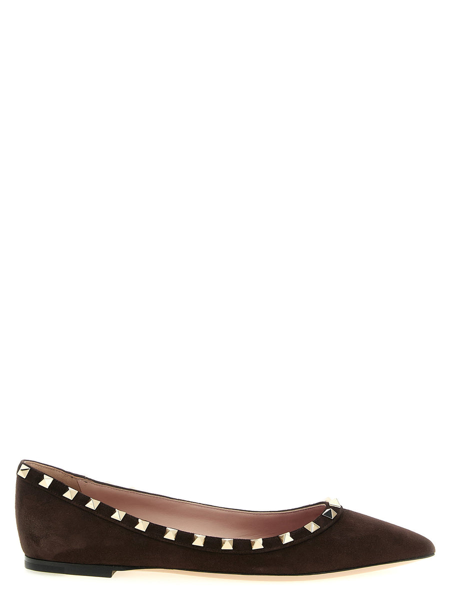 Valentino Garavani Rockstud Ballet Flat — Brown