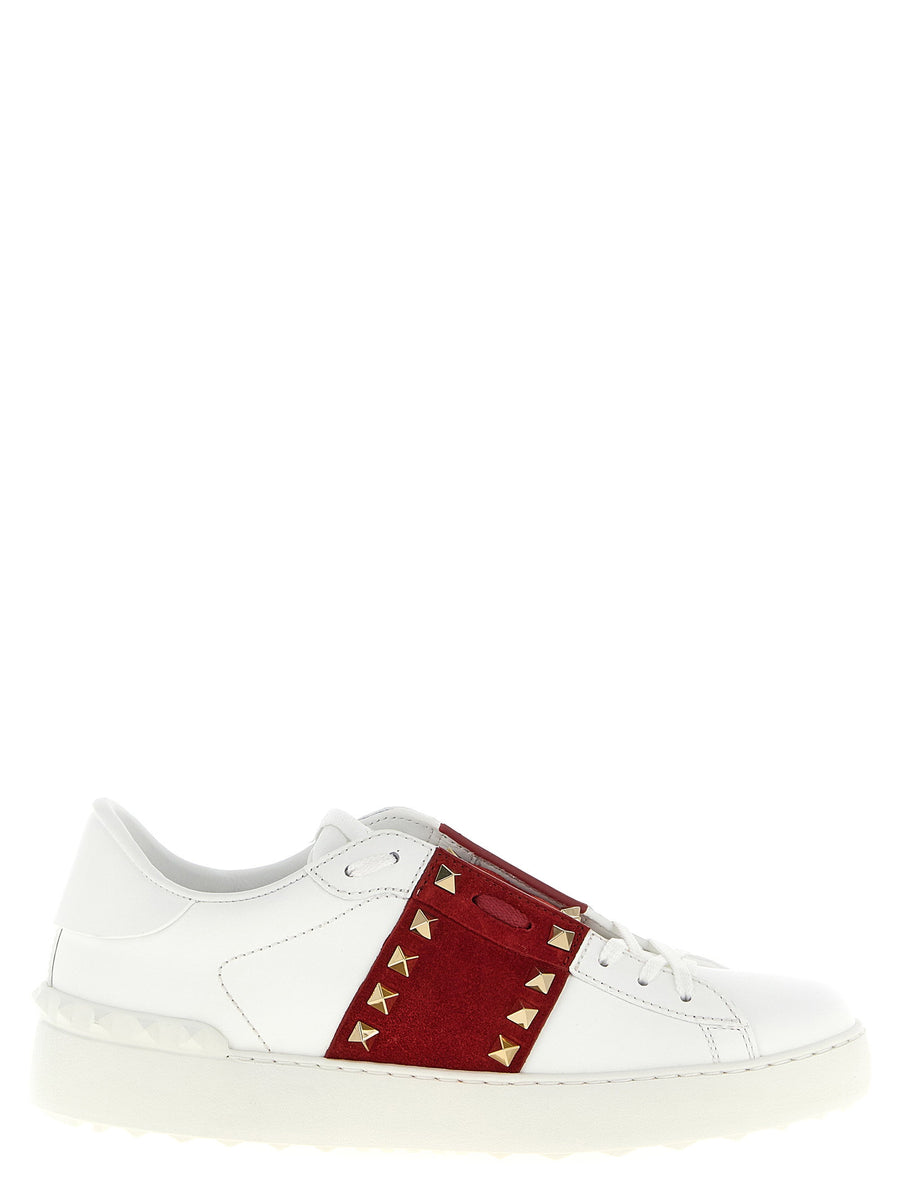 Valentino Garavani Studded Suede Band Sneaker — White