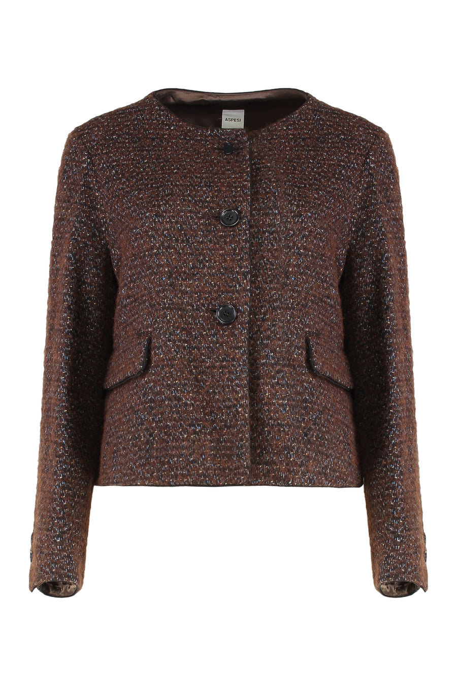 Elegant Brown Short Jacket Acrylic