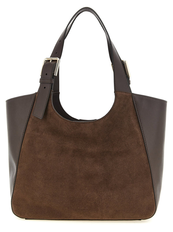 Furla Suede front shoulder bag in brown