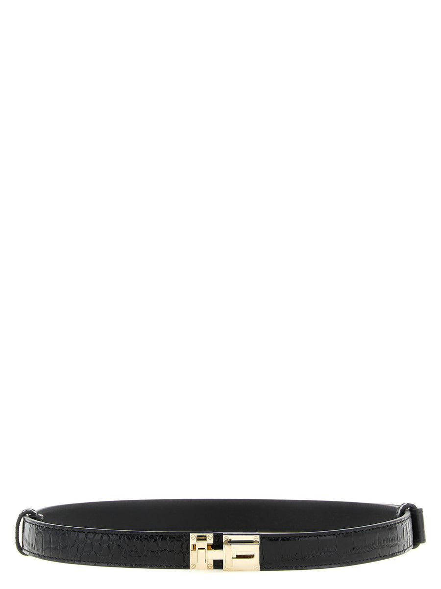 Tom Ford Crocodile-Print Leather Belt — Black