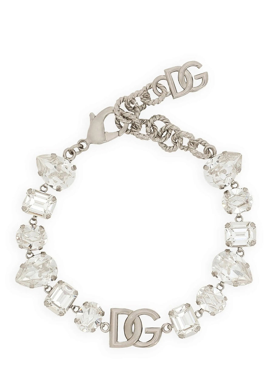 Dolce & Gabbana Crystal and Logo Bracelet — Silver
