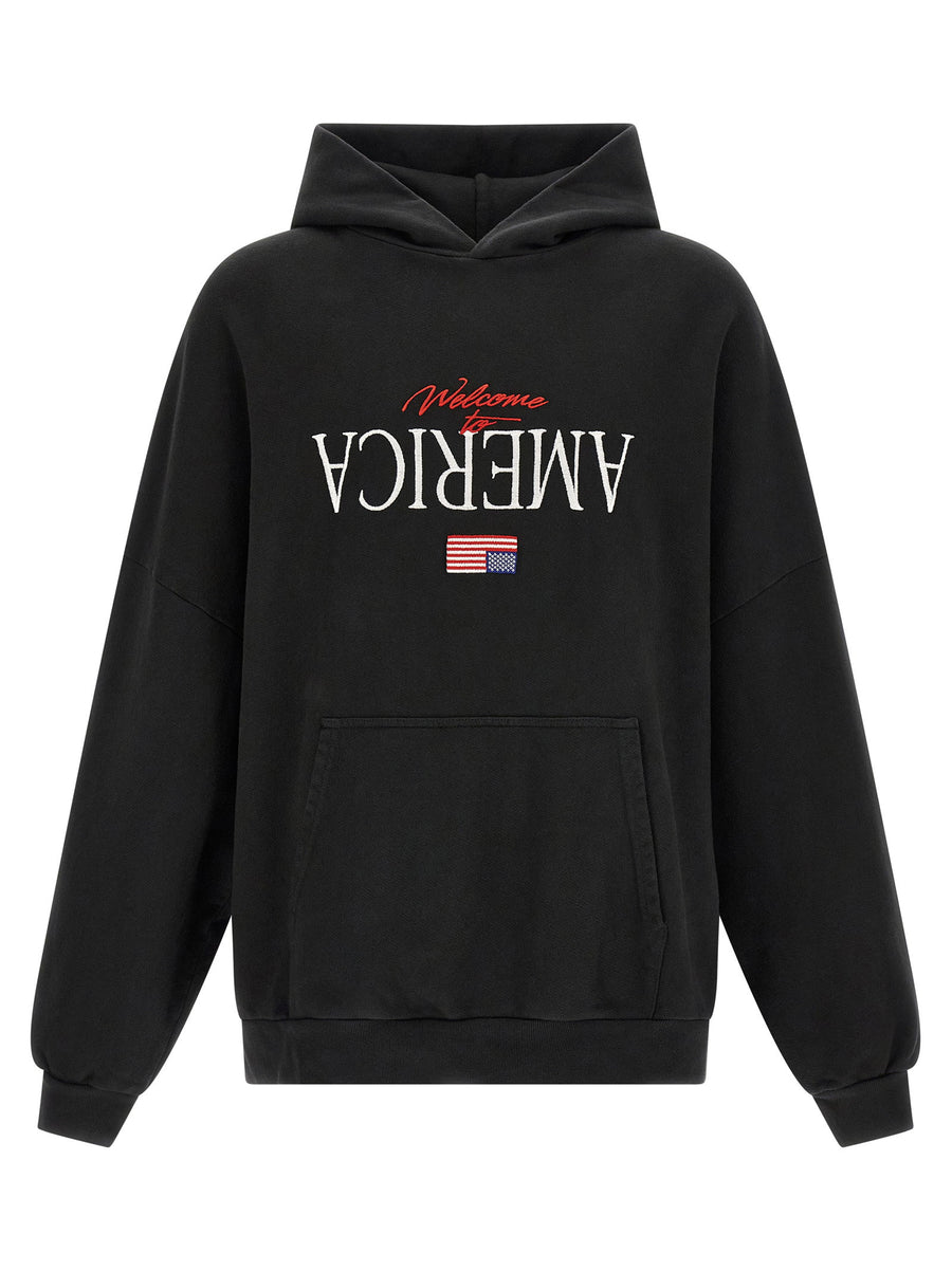 Willy Chavarria Logo-Embroidered Brushed Cotton Hoodie — Black