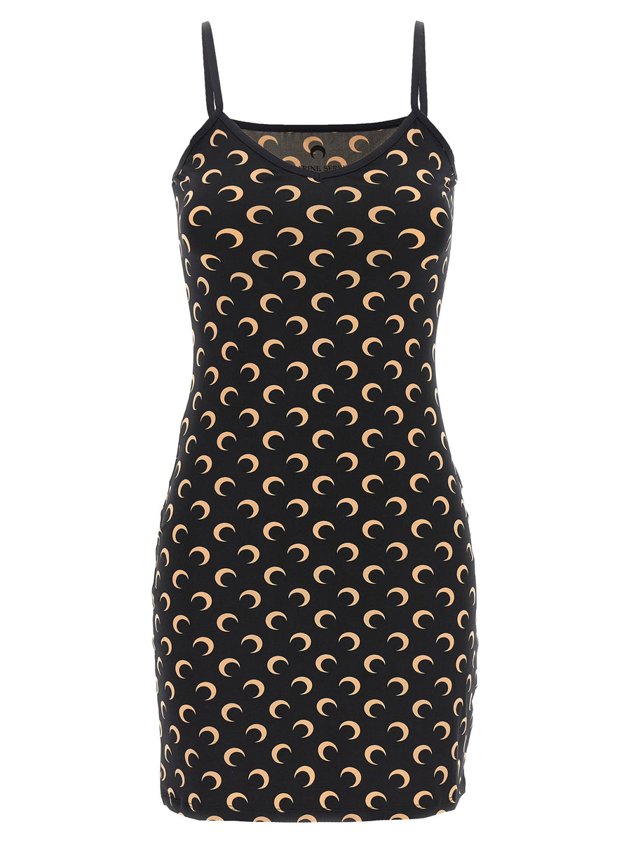 Marine Serre Moon-Print Jersey Dress — Black