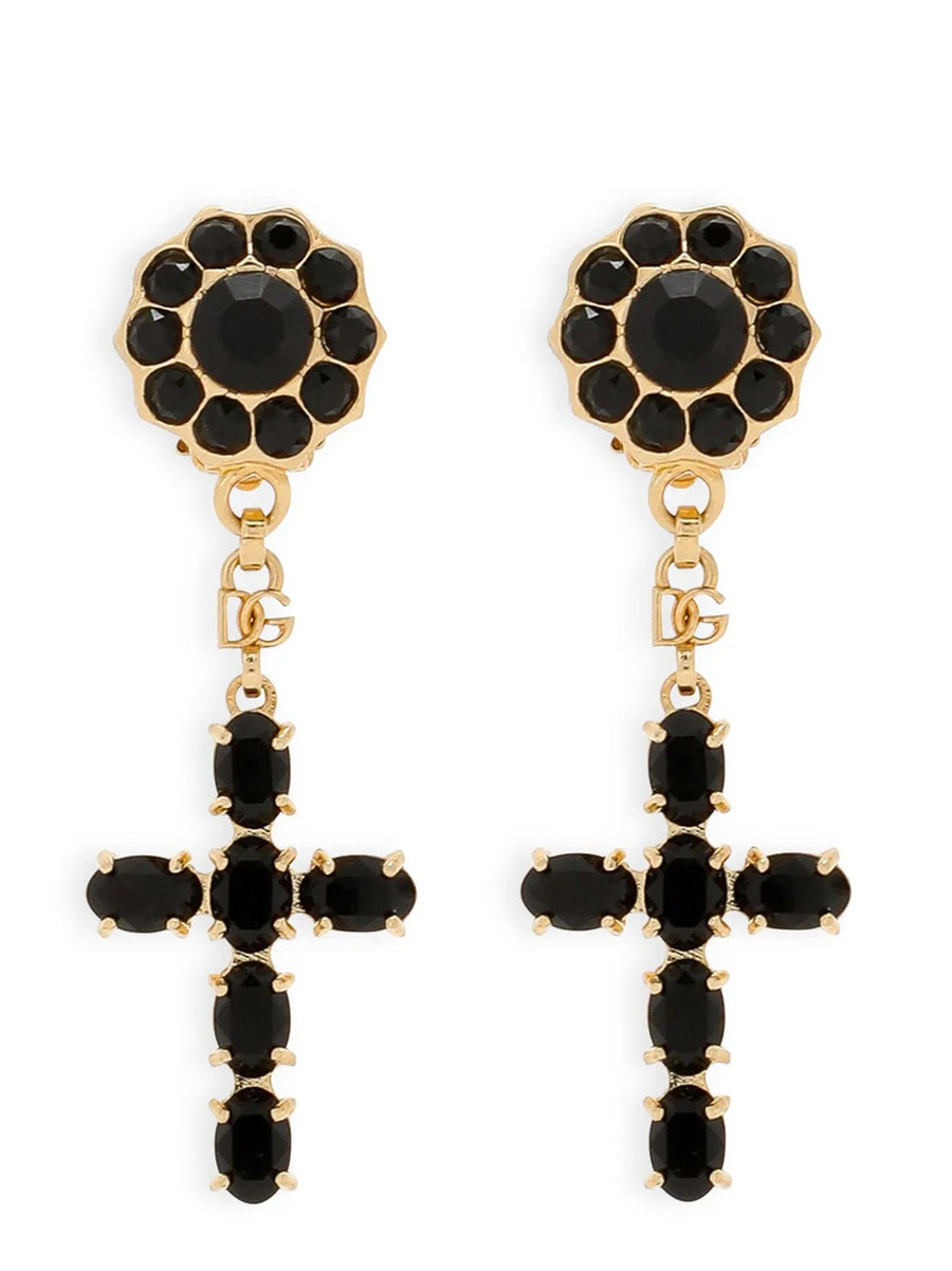 قلادة صليب حجر أسود Dolce & Gabbana أقراط — أسود
