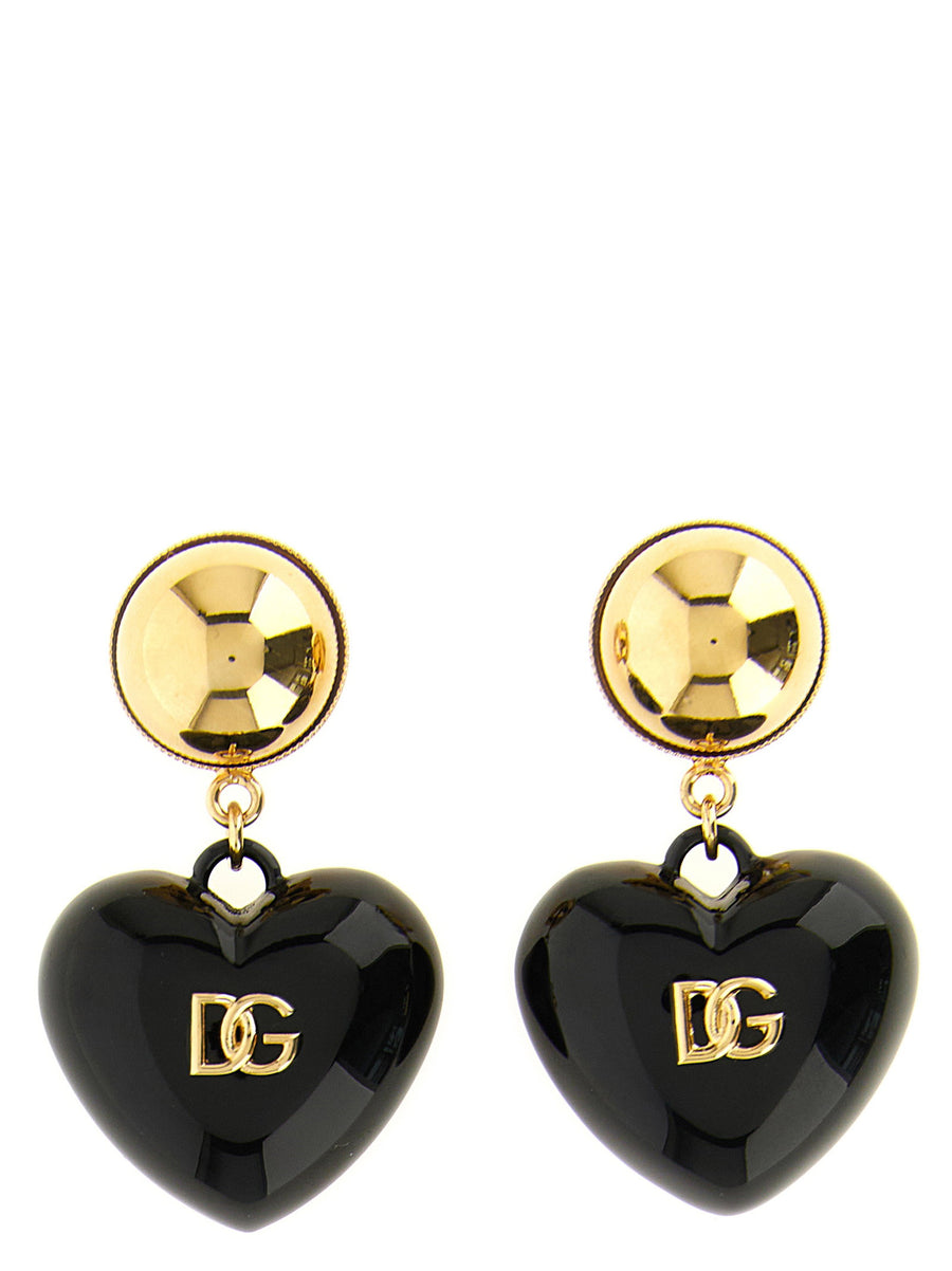 قلادة Dolce & Gabbana DG شعار بتصميم قلب أقراط — أسود