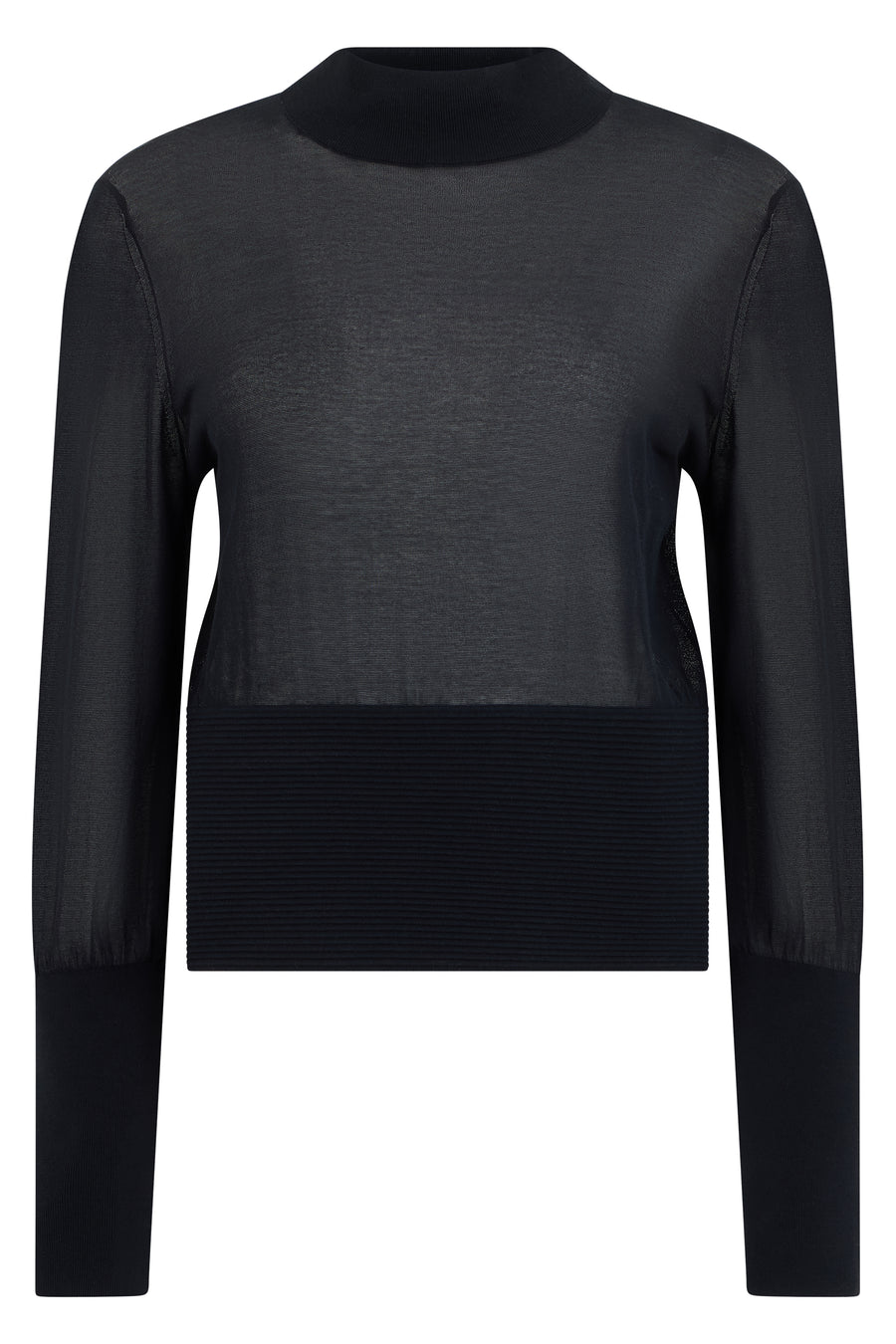 Sweater Lightweight Knit Black Cotton