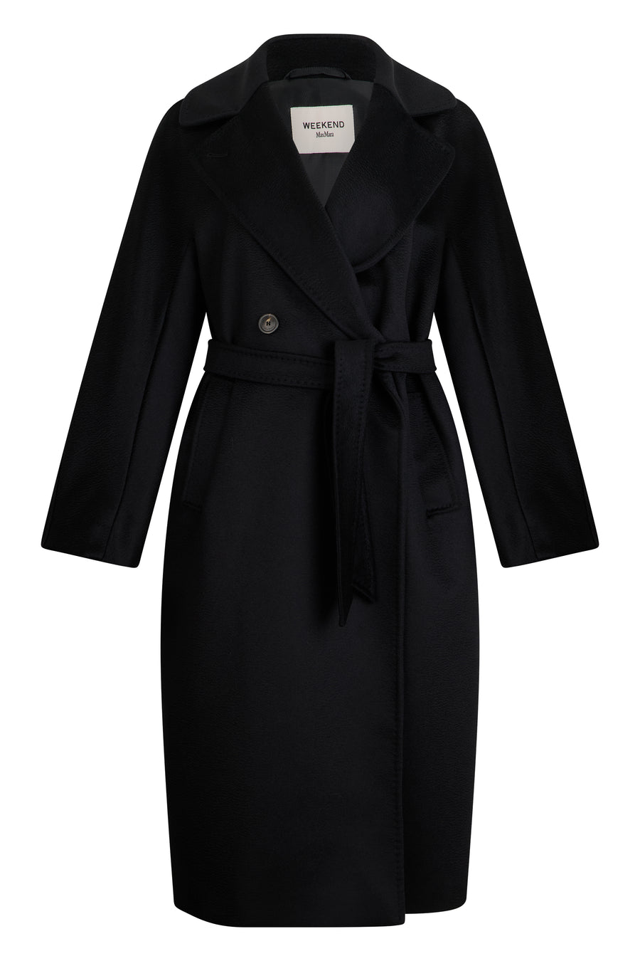 Wool Coat, Double-Breasted, Black Virgin