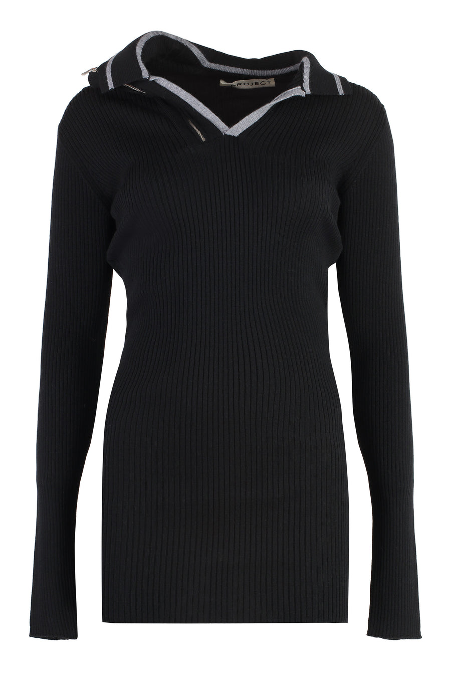 Merino Half-Zip Knitted Dress Black Wool