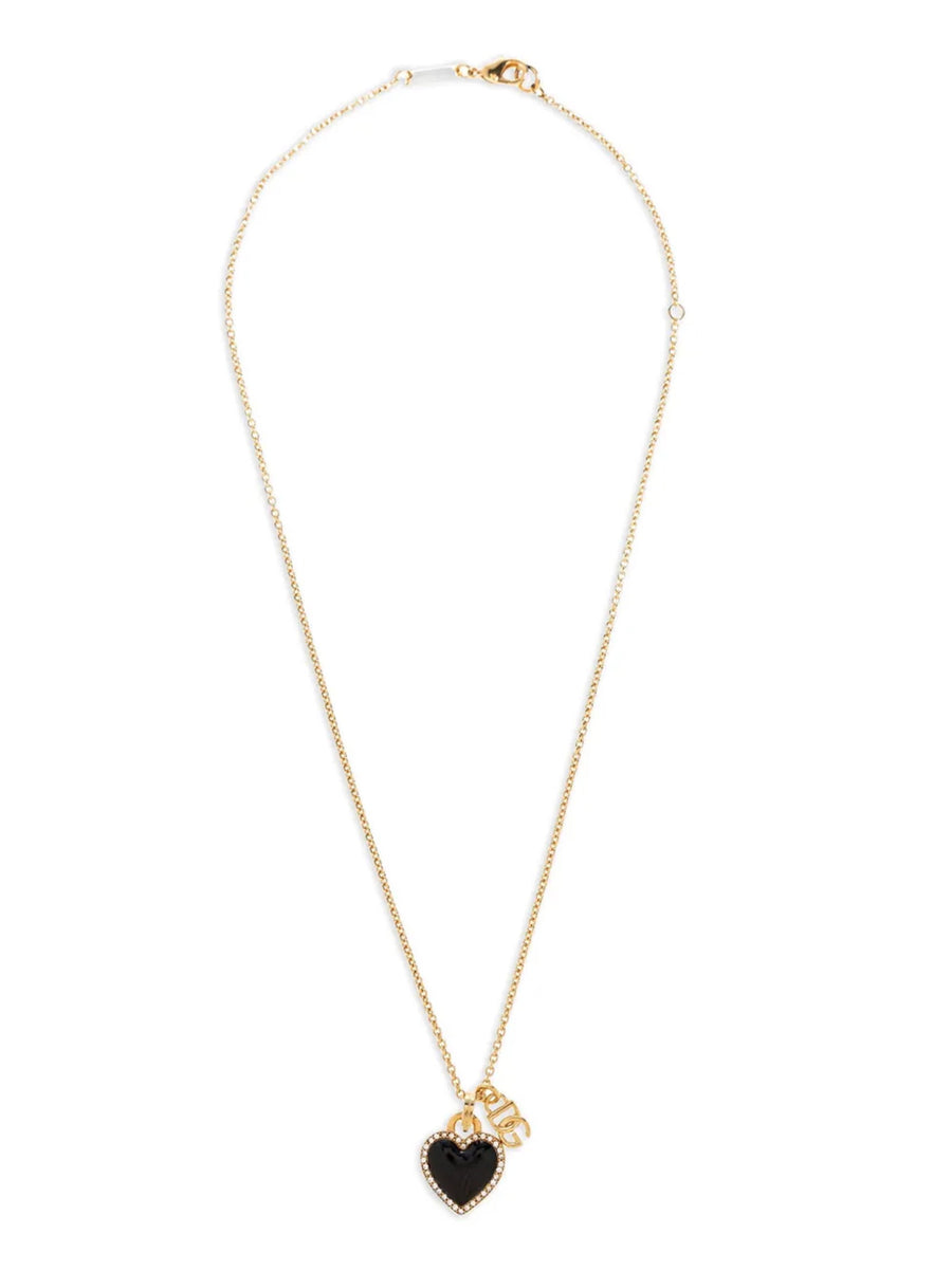 Dolce & Gabbana Heart & Logo Charm Necklace — Gold