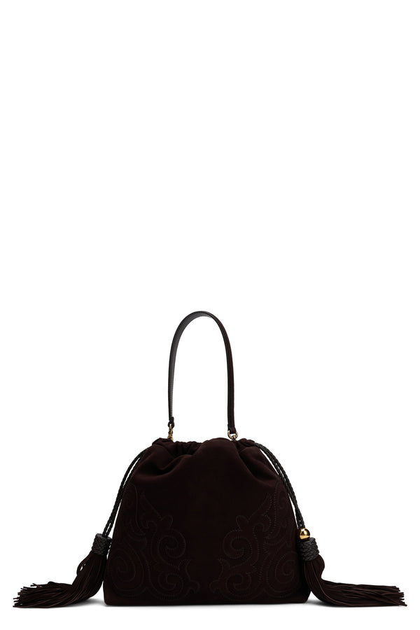 Leather Handbag With Tassels Brown Handbags