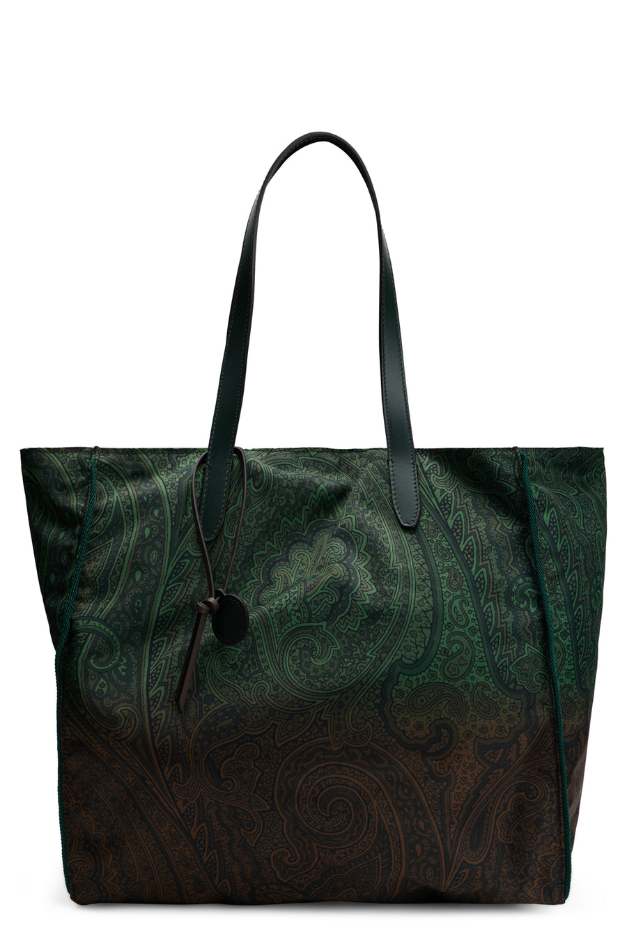 Tote Bag With Paisley Pattern Green Nylon