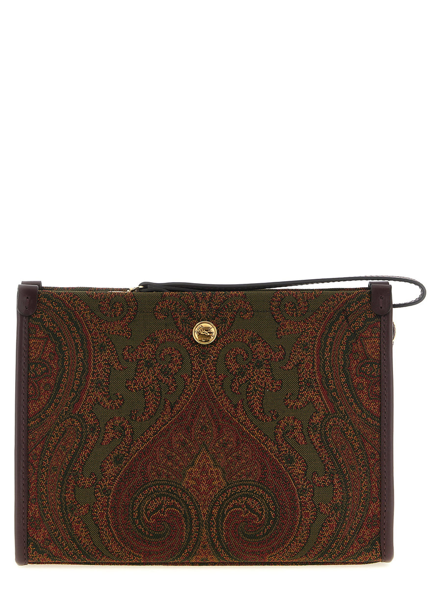 Etro Jacquard Paisley Clutch — Green