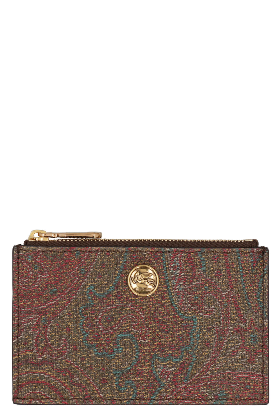 Card Holder Paisley Fabric Brown Cotton Wallets & Purses