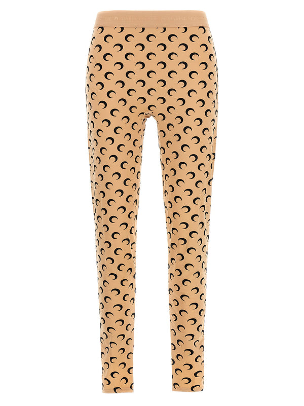 Marine Serre Moon-Printed Leggings — Beige