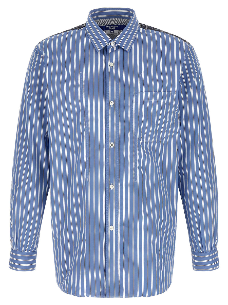 Junya Watanabe Patchwork Cotton Poplin Shirt — Blue