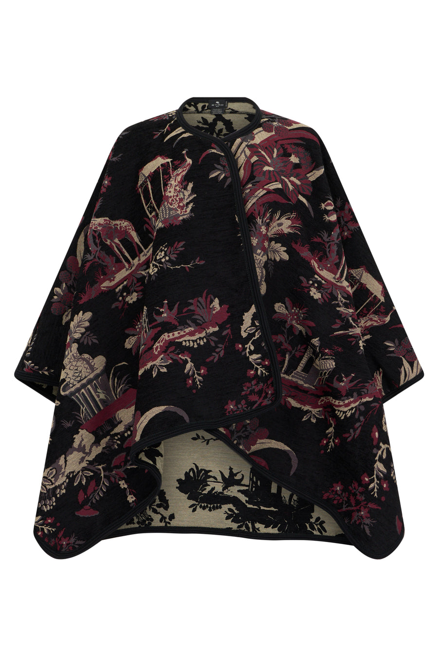 Cape With Paisley Pattern, Black Cotton Capes