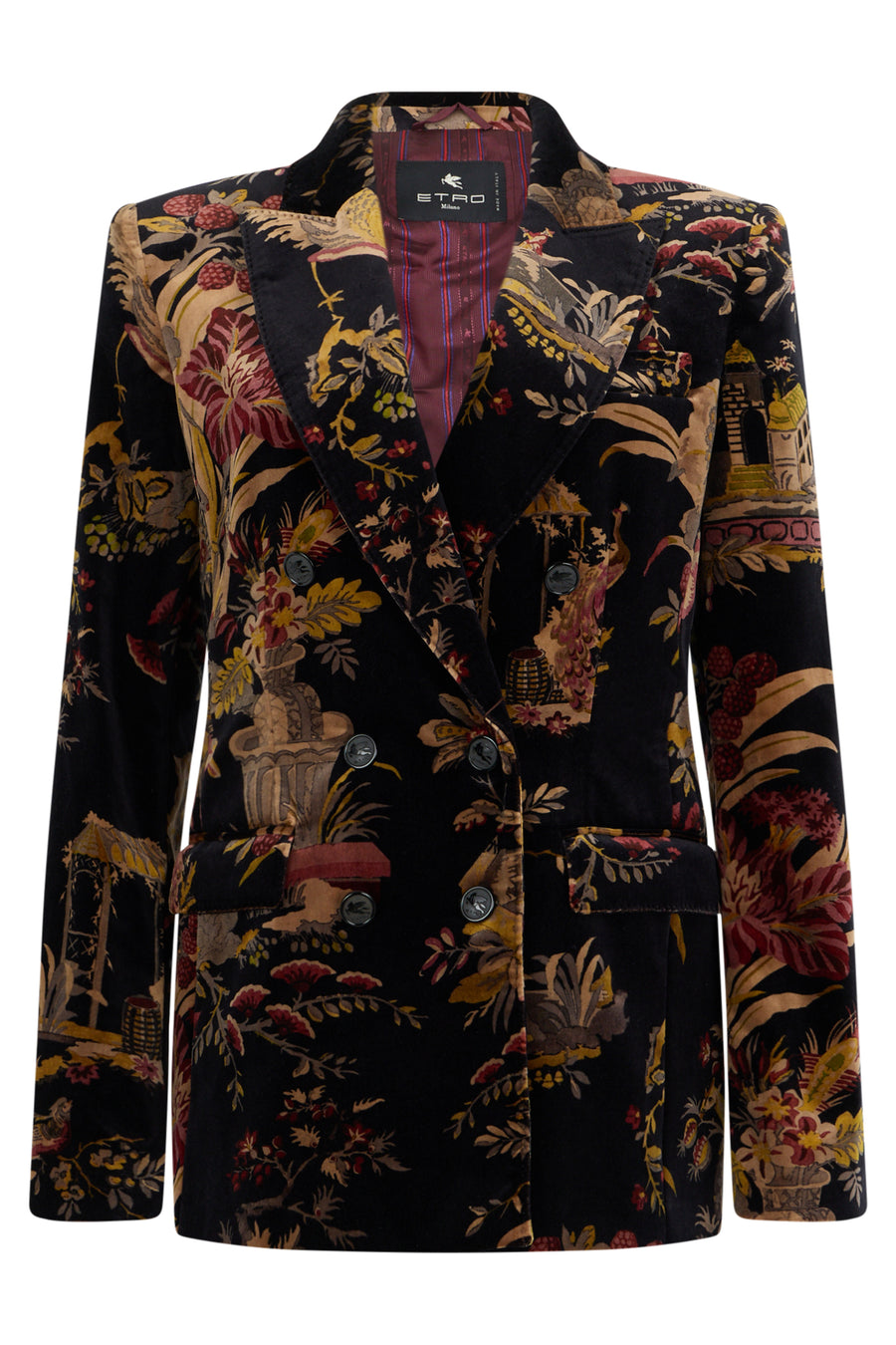 Double-Breasted Jacket Black Cotton Blazers