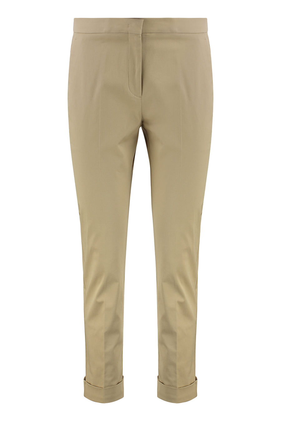 Beige Cropped Trousers Cotton