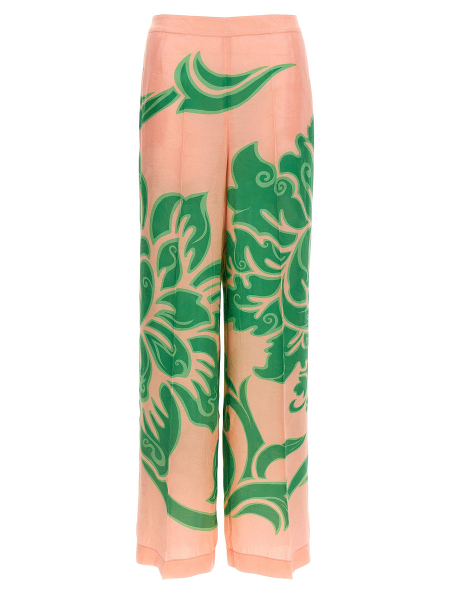 Etro Printed Silk-Viscose Trousers — Blush
