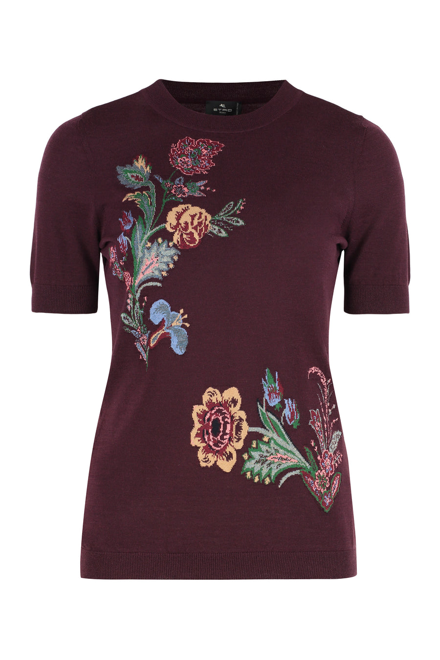 Short-Sleeve Wool Sweater Burgundy