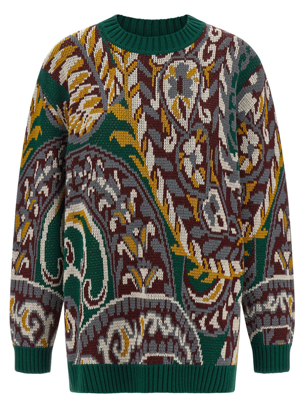 Etro صوف جاكار كنزة — أخضر