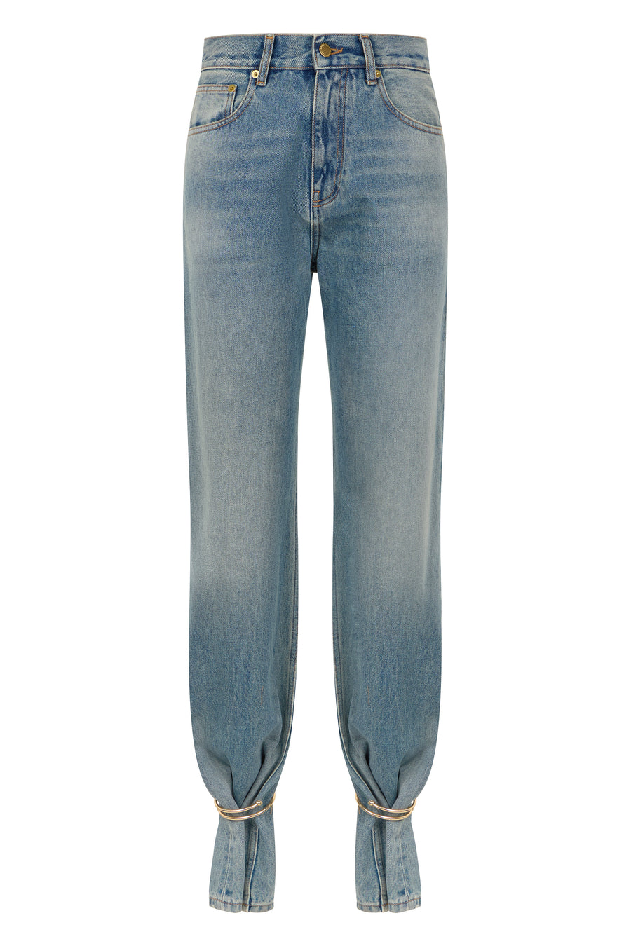 Straight-Leg Jeans Light Blue Cotton