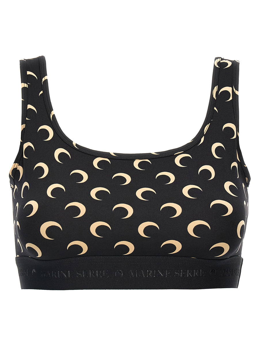 Marine Serre Moon-Print Sporty Tank Top — Black