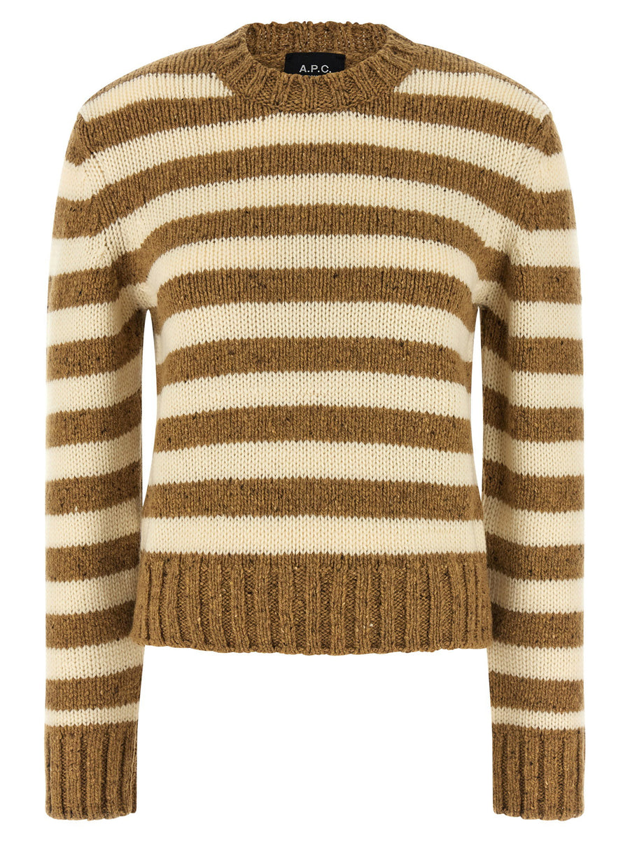 A.p.c. مخطوطة من صوف البكر كنزة — لون بني جصي