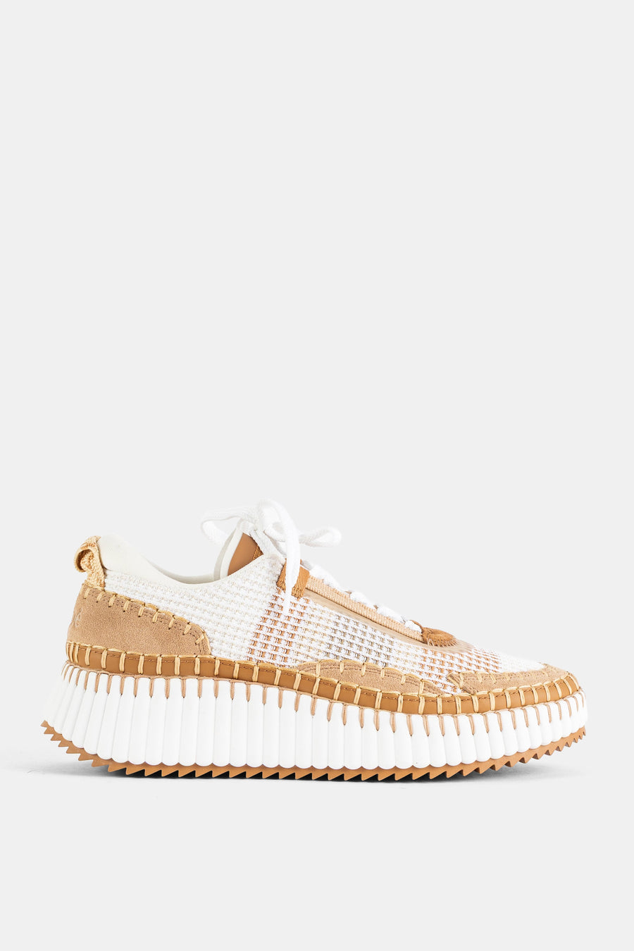 Chloé Recycled mesh (40% recycled content) sneaker in camel