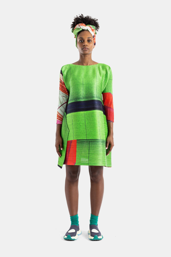 Pleats Please Issey Miyake Pleated synthetic or cotton blend (pleated fabric) tunic in green