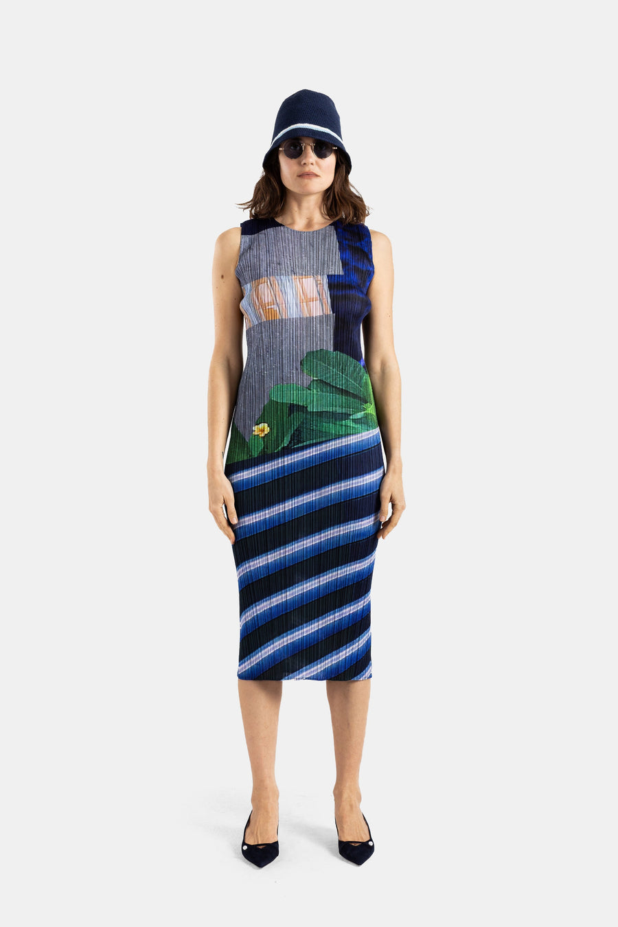 Pleats Please Issey Miyake Polyester dress in multicolor