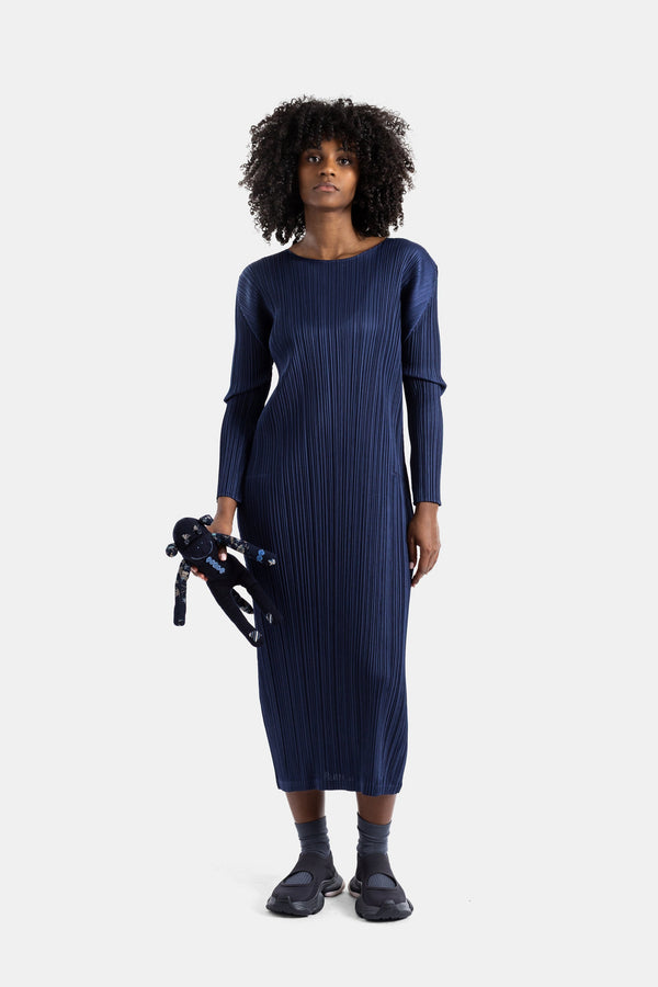 Pleats Please Issey Miyake dress in navy