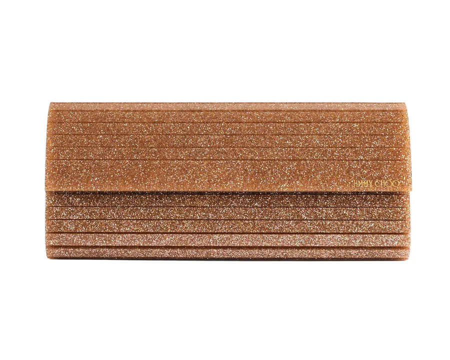 Jimmy Choo Glitter acrylic clutch in rose gold