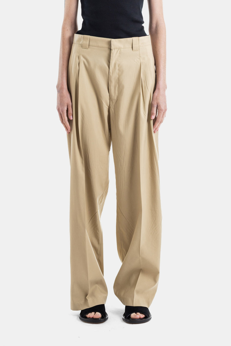 Phoebe Philo Hand-woven cotton trousers in beige
