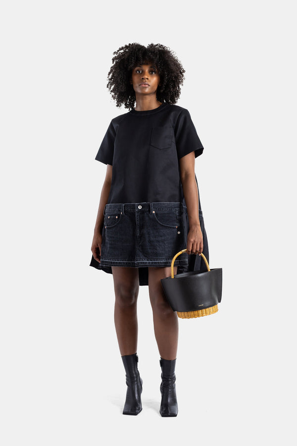 Sacai Black denim dress in black