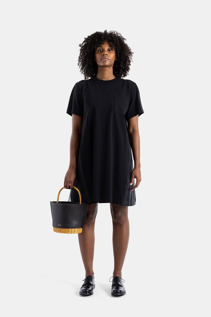 Sacai Jersey and nylon dress in black